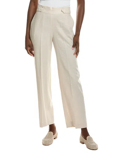 Anne Klein High Rise Linen-blend Wide Leg Pant In Brown