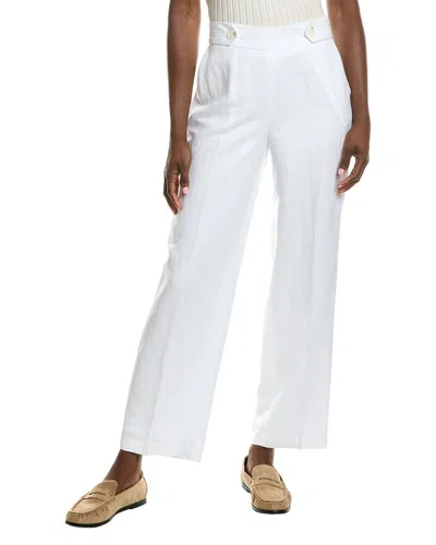 Anne Klein High Rise Linen-blend Wide Leg Pant In Metallic