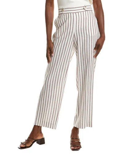 Anne Klein High Rise Linen-blend Wide Leg Pant In Multi
