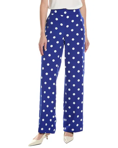 Anne Klein High-rise Wide Leg Pant In Santorini Blue,bright White