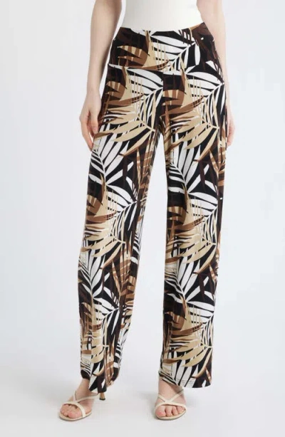 Anne Klein High Waist Print Pull-on Wide Leg Pants In Multi