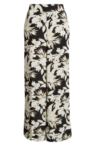 Anne Klein High Waist Pull-on Wide Leg Pants In Anne Black Multi