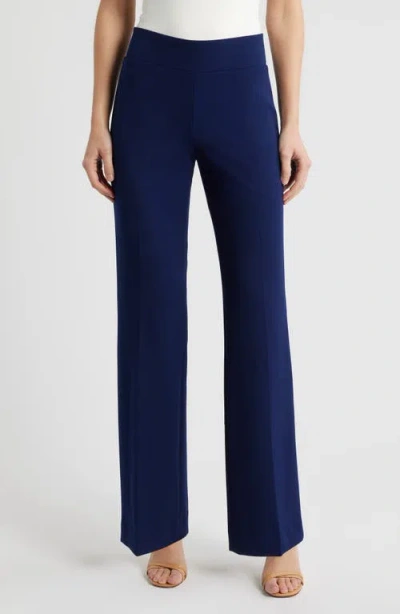 Anne Klein High Waist Pull On Wide Leg Pants In Blue