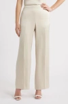 Anne Klein High Waist Pull-on Wide Leg Pants In Light Parchment