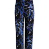 Anne Klein Abstract Print High Waist Pull-on Wide Leg Pants In Santorini Blue Multi