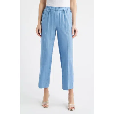 Anne Klein High Waist Pull-on Straight Leg Pants In Blue