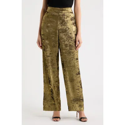 Anne Klein High Waist Pull-on Wide Leg Trousers In Gold