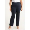 Anne Klein High Waist Straight Leg Pants In Blue