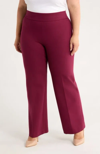 Anne Klein High Waist Wide Leg Pants In Burgundy