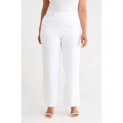 Anne Klein High Waist Wide Leg Pants In White