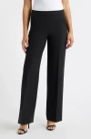 Anne Klein High Waist Wide Leg Pull-on Pants In Black