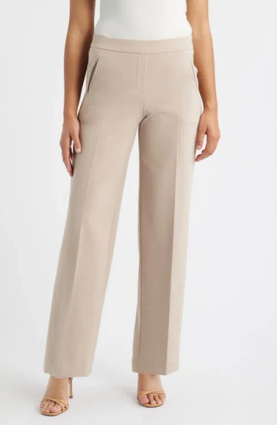 Anne Klein High Waist Wide Leg Pull-on Pants In Neutral
