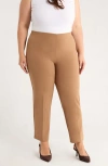Anne Klein Hollywood High Waist Ankle Pull-on Pants In Brown