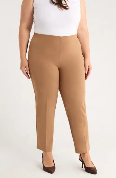Anne Klein Hollywood High Waist Ankle Pull-on Pants In Brown
