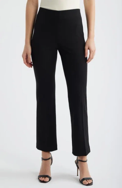 Anne Klein Hollywood Waist Pull-on Kick Flare Pants In Black
