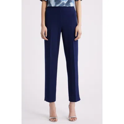 Anne Klein Hollywood Waist Straight Leg Ankle Pull-on Pants In Blue