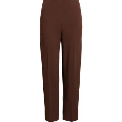 Anne Klein Hollywood Waist Straight Leg Ankle Pull-on Pants In Brown