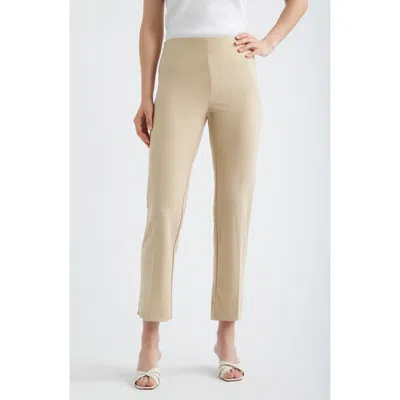 Anne Klein Hollywood Waist Straight Leg Ankle Pull-on Pants In Neutral