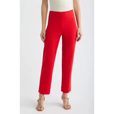 Anne Klein Hollywood Waist Straight Leg Ankle Pull-on Pants In Red