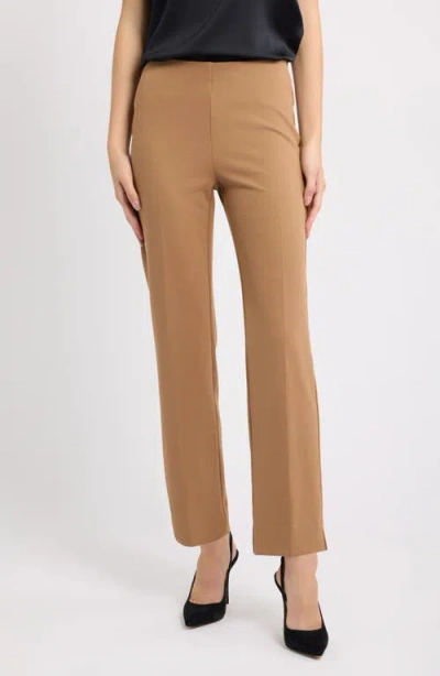 Anne Klein Hollywood Waist Straight Leg Pull-on Pants In Brown