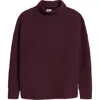 Anne Klein Horizontal Rib Mock Neck Sweater In Deep Plum