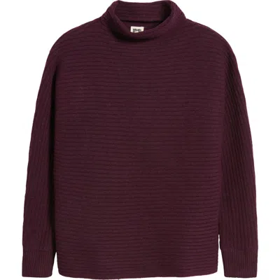 Anne Klein Horizontal Rib Mock Neck Sweater In Deep Plum
