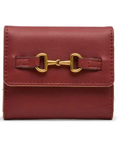 Anne Klein Horse Bit Trifold Wallet In Red