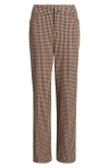 Anne Klein Houndstooth Boot Leg Pants In Brown