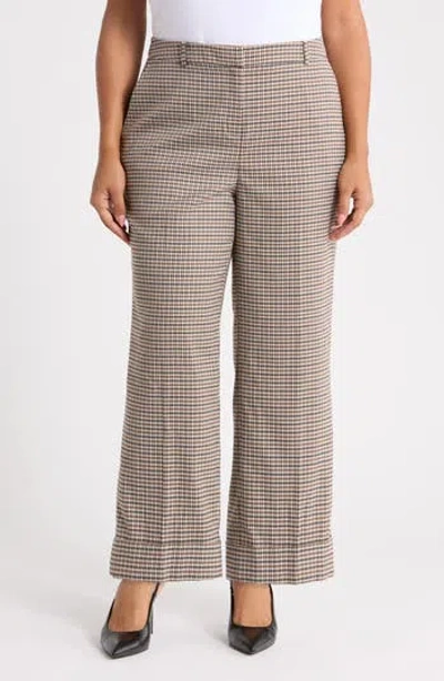 Anne Klein Houndstooth Cuffed Ankle Pants In Neutral