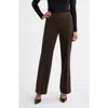 Anne Klein Houndstooth High Waist Pull-on Wide Leg Pants In Brown