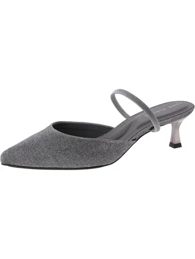 Anne Klein Iella Womens Slip On Pointed Toe Slingback Heels In Silver