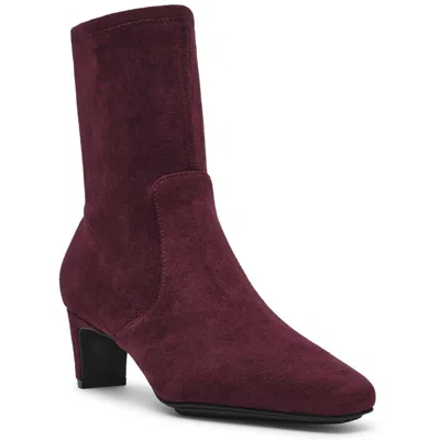 Anne Klein Iga Womens Zipper Faux Suede Booties In Wine Microsuede