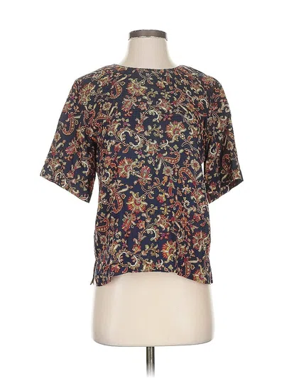 Pre-owned Anne Klein Ii Short Sleeve Silk Top Gold Crew Neck Tops