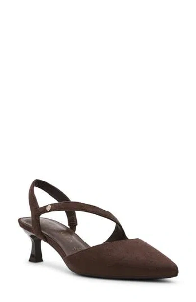 Anne Klein Iman Pointed Toe Slingback Pump In Brown