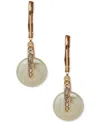 Anne Klein Imitation Pearl And Crystal Stone Gold-tone Lentil Drop Earrings In White