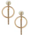 Anne Klein Imitation Pearl And Crystal Stone Gold-tone Orbital Earrings In Multi