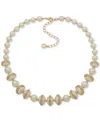 Anne Klein Imitation Pearl And Crystal Stone Lentil Necklace In White