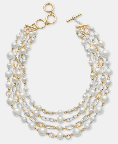 Anne Klein Imitation Pearl Layered Statement Necklace, 16" + 3" Extender In Gold