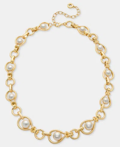 Anne Klein Imitation Pearl Open Link Collar Necklace, 17" + 3" Extender In Gold