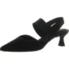Anne Klein In Time Womens Faux Suede Stretch Slingback Heels In Black