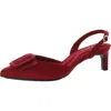 Anne Klein Infinity Womens Faux Suede Kitten Heel Slingback Heels In Red