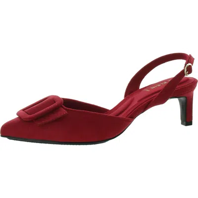 Anne Klein Infinity Womens Faux Suede Kitten Heel Slingback Heels In Red