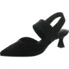 Anne Klein In Time Womens Faux Suede Stretch Slingback Heels In Black