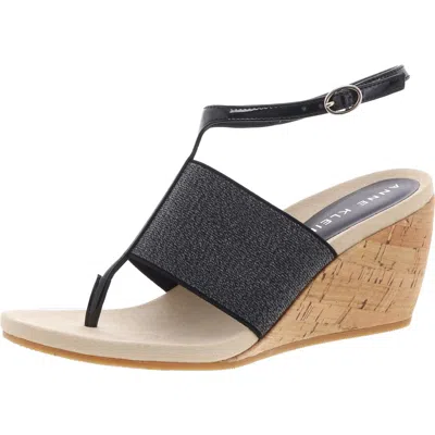 Anne Klein Ivana Womens Comfort Insole T-strap Wedge Heels In Multi