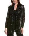 Anne Klein Sequin Draped Open Front Cardigan In Black