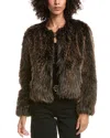 Anne Klein Faux Fur Jacket In Brown