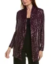 Anne Klein Sequin Draped Open Front Cardigan In Purple