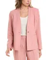 Anne Klein Stacked Pocket One-button Blazer In Red