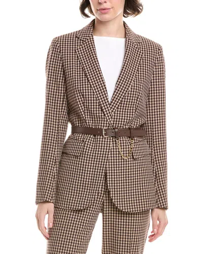 Anne Klein Jacquard Jacket In Brown