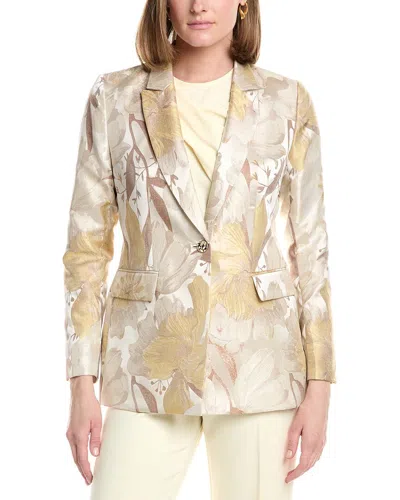 Anne Klein Jacquard Peak Lapel Jacket In Multi